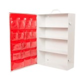 Empty 4-Shelf First Aid Screened Metal Cabinet with Pouch